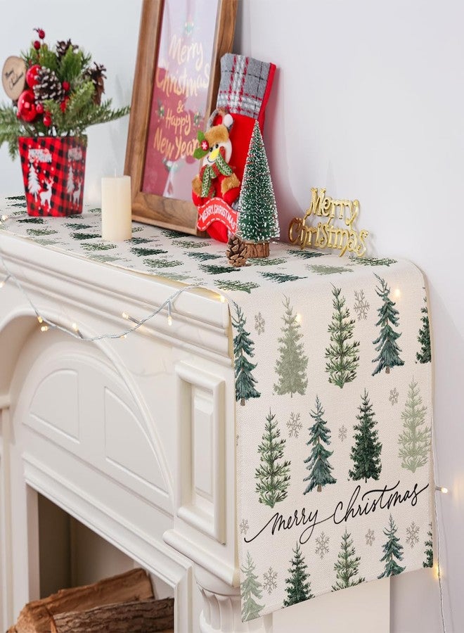 Siilues Christmas Table Runner, Christmas Tree Decorations Merry Christmas Runner for Table Seasonal Winter Decor for Indoor Outdoor Dining Table Decorations 13x72 Inch - Image 3